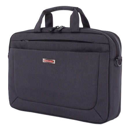 Swiss Mobility Cadence 2-Sect Briefcase, Holds Laptops 15.6", 4.5"x4.5"x16", Charcoal EXB1009SMCH